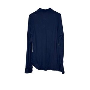Patrick Assaraf Men's Shirt Button-Up‎ Long Sleeve Silk Blend Navy Blue Small